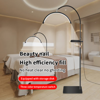 Lampe de beauté demi-lune sur pied de 21 pouces avec plateau, idéale pour salons de beauté, nail art, extensions de cils et tatouage des sourcils