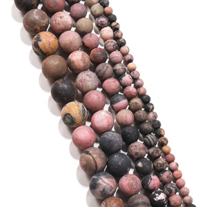 Perles St. Kunkka noires mates à veines rouges, 4, 6, 8, 10, 12 mm, perles en vrac pour la fabrication de bijoux DIY - Product Image 3