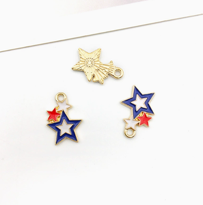 Breloques assorties patriotiques style montgolfière, motif étoilé du Drapeau américain pour la Fête de l'Indépendance, en alliage, accessoire de bijoux DIY - Product Image 5