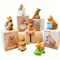 Figurine de Capybara Mignonne en Boîte Mystère, Ornement Animalier Kawaii en Résine, Décoration de Bureau, Maison, Voiture, Ensemble Cadeau de Collection