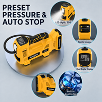 Compresseur d'air portable sans fil 21V 160 PSI avec pompe électrique numérique à arrêt automatique et LED pour voiture, vélo, ballon (OEM)