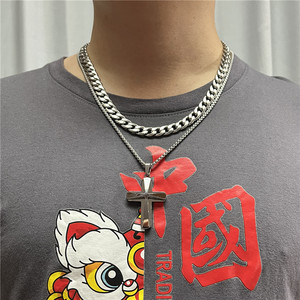 Stainless Steel <b>Cross</b> Pendant Men's Necklace Geometric Design Gift Jewelry 12065 - Product Image 3