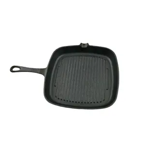 Pre-Doorgewinterde Gietijzeren Vierkante Grill Pan, Koekenpan