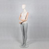 Mannequin de présentation grandeur nature haut de gamme en tissu de lin avec bras en bois