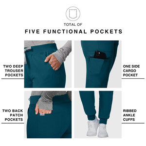 Kitmaz Medical Scrub Pants for Women-Mid Rise 4-Way Stretch Slim Fit Jogger Pants, Drawstring &amp; 5 Pockets - Product Image 3