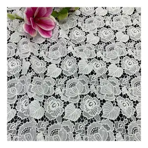 Factory Direct Ivory White Polyester Floral Guipure Lace Fabric for Women Dress SS210929-EMB07