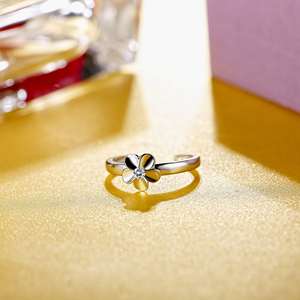Prezzo all'ingrosso forma di fiore gioiello anello punta 925 argento Sterling per le donne - Product Image 5
