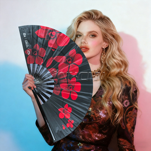 Customized Fan Chinese Bamboo Crafts Professional 13inch Large Hand Fan Fabric Printing Clack Fan Custom LOGO