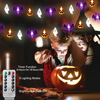 Guirlandes lumineuses LED pour décoration d'Halloween, citrouille, chauve-souris, fantôme, araignée, éclairage festif effrayant pour fête d'Halloween, lumières décoratives