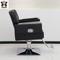 Fauteuil de Barbier Commercial Moderne Hydraulique Inclinable avec Base Carrée Chromée et Revêtement en Cuir PU pour Salon de Coiffure