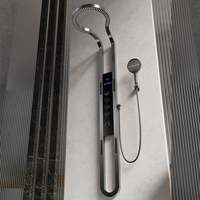 Ensemble de robinetterie de douche en acier inoxydable chromé poli, mural, mitigeur à poignée unique, avec douchette pluie ronde et jet de massage, pour salle de bain moderne