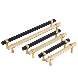 침실용 황동 서랍 손잡이 96mm/128mm 무광 블랙 골드 T자형 메쉬 롤러 패턴 주방 캐비닛 수납용 - Product Image 1