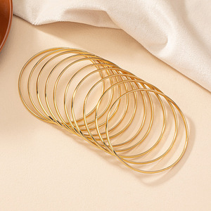 Waterproof Gold Plated Stainless Steel PVD Minimalist Multi-Layer Tubular Smooth Open <b>Bangle</b> <b>Bracelet</b> HR Brand for Women Gift - Product Image 3