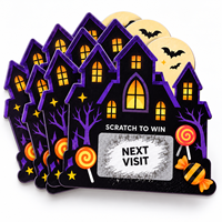 Cartes à gratter amusantes pour Halloween, anti-transparence, en papier épais, forme et taille personnalisées, pour révélation de prix de jeu