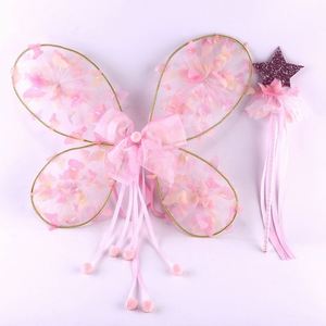 Conjunto de alas de mariposa personalizadas para fiesta de Halloween, Varita de hada brillante de estrella rosa, ala de hada personalizada para niños - Product Image 2