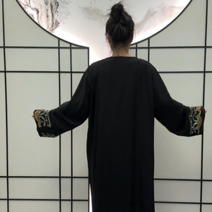 Nuovo arrivo diretta in fabbrica taglie forti per abiti musulmani con collo largo Abaya strass alla moda Vintage per l'estate W-058 mediorientale - Product Image 3