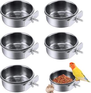 Bol d'alimentation portable en acier inoxydable le plus vendu pour perroquets, avec support à pince pour cage suspendue - Product Image 1