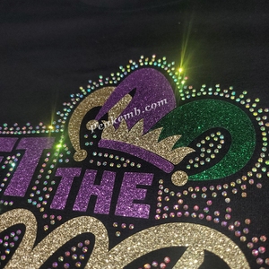 Fer à repasser en gros sur les transferts de strass pailletés de Mardi Gras sur les t-shirts (transferts uniquement) - Product Image 5