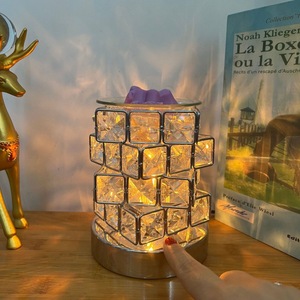 Lámpara de <span class=keywords><strong>Cristal</strong></span> Cuadrada, Cubo Mágico, Mineral Metálico, Cristales Naturales Ligeros, Lámpara de Mesa para <span class=keywords><strong>Hotel</strong></span> o Mesita de Noche - Product Image 4