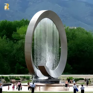 نافورة دائرية من الفولاذ المقاوم للصدأ بتصميم فني حديث مخصص - Product Image 5