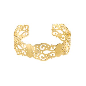 Pulsera Abierta de Acero Inoxidable, Anillo de Plata y Oro, Joyería de Moda Unisex, Diseño de Malla Metálica con Patrón de Ondas - Product Image 5