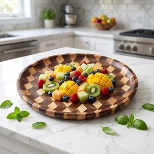 <span class=keywords><strong>Plato</strong></span> Redondo Japonés de Madera de Acacia y Fresno para Cena, Frutas y Postres, en Oferta - Product Image 3