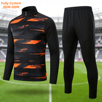 Ensembles de survêtements de football 100% polyester, ensembles de survêtements pour hommes, survêtement d'entraînement d'hiver pour le football, veste avec poches zippées