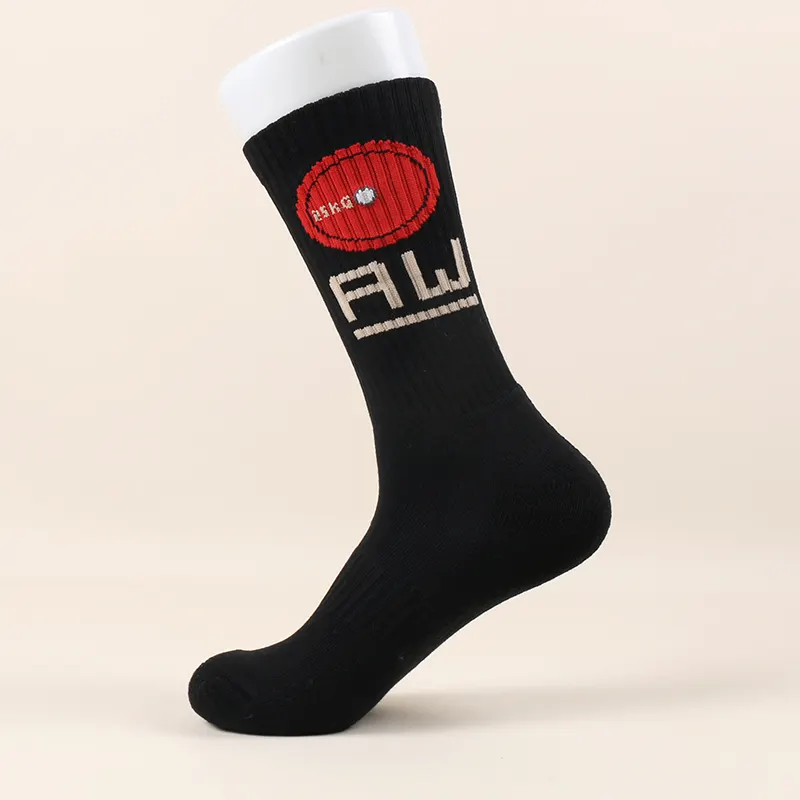 Kaus kaki olahraga Sox Kompresi katun bordir Jacquard Logo tim kustom