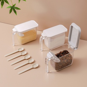 Newest Transparent Moisture Proof Sealed Kitchen Storage Container Seasoning Box Plastic <b>Spice</b> <b>Jars</b> With Handle and Spoon - Product Image 2