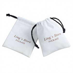 Bolsa de Almacenamiento de Joyas con Cordón, Estilo Minimalista, Personalizable con Logotipo, Suministro Directo de Fábrica, Bolsa de Regalo de Algodón Grueso - Product Image 1