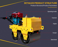 Hengwang 3Ton Road Compactor Moteur diesel 3000kg Double Drum Roller Équipement de construction de routes à prix compétitif