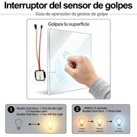 Interruptor con Sensor Táctil Oculto LED DC12V 5A 60W, Tres Colores CCT para Espejo Inteligente o Armario
