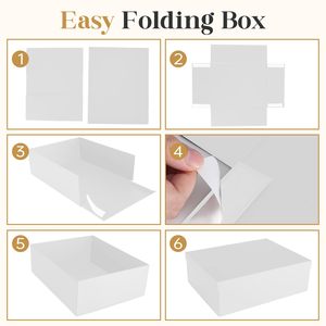 Boîtes cadeaux blanches de grande taille de haute qualité avec couvercles, contenant un ruban, des cartes et du <span class=keywords><strong>papier</strong></span> déchiqueté, boîtes d'emballage <span class=keywords><strong>cadeau</strong></span> pour anniversaire et festival - Product Image 4