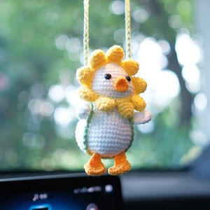 Finished Hand-woven Swing Duck Car Rearview Mirror Pendants Creative Gifts Knitted Cute Internet Celebrity Duck Pendants - Product Image 3