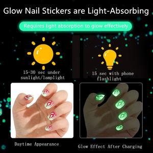 <span class=keywords><strong>Faux</strong></span> ongles phosphorescents à coller pour enfants, 24 pièces, autocollants d'art d'<span class=keywords><strong>ongle</strong></span> sûrs et non toxiques, coffret cadeau de fête, pour Halloween - Product Image 3