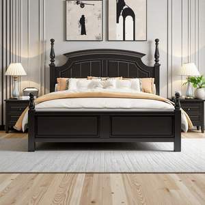 <span class=keywords><strong>Lit</strong></span> en bois massif de style campagnard américain vintage du milieu du siècle Boîtes de rangement personnalisables pour <span class=keywords><strong>lit</strong></span> double - Product Image 3