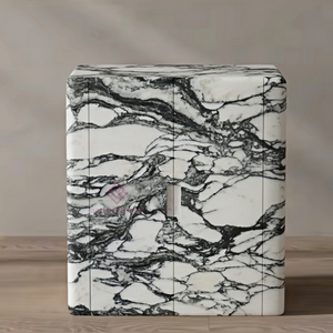 Eigentijdse Vrijstaande Ijdelheid Met Verde Alpi Marmer En Dubbele Lades Voor Hotel-En Villa-Badkamers - Product Image 2