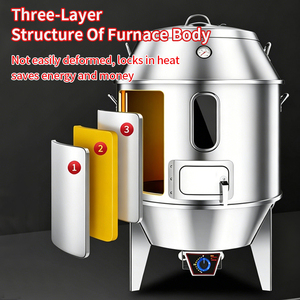Four à rôtir commercial multifuel (gaz, électrique, charbon de bois) pour canard à la peking, à rotation automatique, en acier inoxydable, pour la restauration et la vente en gros - Product Image 4