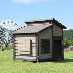 Nichoir pour chien en bois gris clair, moderne et écologique, abri extérieur pour <span class=keywords><strong>animaux</strong></span> de compagnie, pour grandes races, durable, résistant aux intempéries, amovible - Product Image 1