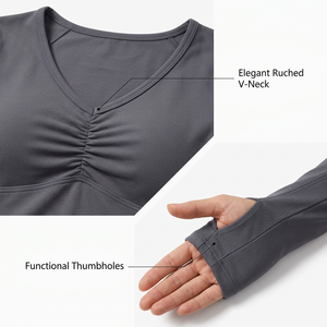 Women Premium <b>Long</b> <b>Sleeve</b> V Neck <b>Crop</b> Top and High Waist Flared Yoga Pants Set for Professional Fitness and Activewear Brands - Product Image 6