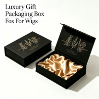 Boîte cadeau rigide magnétique personnalisée pour perruque avec doublure en satin, logo estampé à chaud, boîte de luxe en forme de livre pour l'emballage de perruques en cheveux naturels