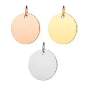 Round Engravable Pendant Coin Stamping Blanks Disc Tags <strong>Plate</strong> Pendant For Necklace Stainless Steel Engravable Plain - Product Image 1