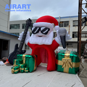 Túnel Inflable Navideño para Actividades en Bares y Discotecas de Kpop Live House, con Diseño de Santa Claus Cantante con Guitarra y Decoración de Caja de Regalo - Product Image 4