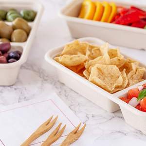 Natural Bagasse 500/500mL Rectangular <b>Takeaway</b> <b>Container</b> Eco Friendly Disposable Food Packaging Box Sugarcane Fiber Meal Box f - Product Image 6