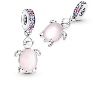 Colgante de tortuga marina <span class=keywords><strong>rosa</strong></span> oceánica con cuentas coloridas, compatible con <span class=keywords><strong>Pandora</strong></span>, dijes de plata 925, pulsera, colgantes para mujer, regalo de joyería DIY - Product Image 5