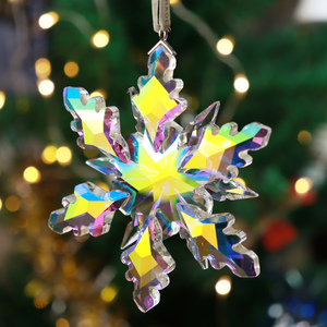 2024 NEW Design 4" Clear Snowflake Ornaments Crystal Christmas Ornaments Christmas Tree Ornaments Hanging Snowflake Decorations - Product Image 3