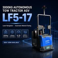 Junebreath AGV de remorquage robuste de 3 tonnes LF5-17, autonomie de 6 à 8 heures, navigation laser, robot de remorquage autonome pour le transport de matériaux en usine