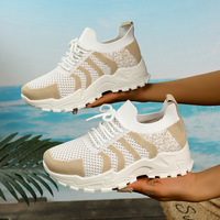 Chaussures de course pour femmes de style européen et américain, sport et loisirs, automne, tissage en maille respirant, confortables, hauteur