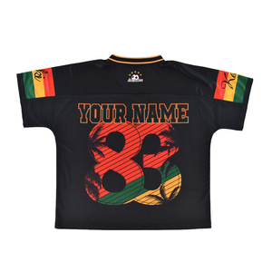 Kaus musim panas jala kotak personalisasi pola sublimasi celup ukuran besar leher-v Mode Jersey sepak bola Amerika - Product Image 4