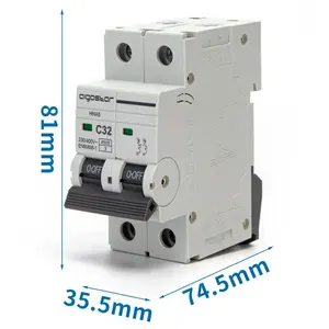 Disjoncteur automatique miniature 2P, 32 A, courbe C, gris - Protection des circuits électriques et utilisation dans les installations domestiques - Product Image 1